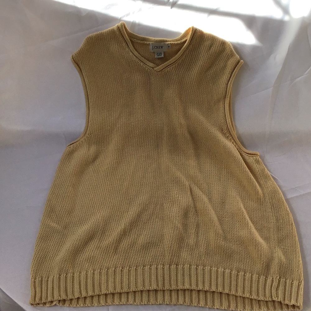 J Crew Tan/Pale Yellow Knit Sleeveless Sweater Vest